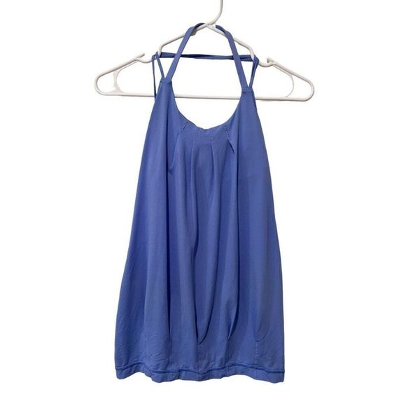 Lululemon Pleated Sleeveless Halter Neck Flow and Go Active Tank Top Blue Size 8 - Picture 3 of 8